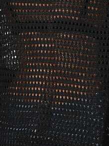 SHEIN LUNE Jersey unicolor de hombros caídos tejido abierto sin sujetador - Negro - Ver 7