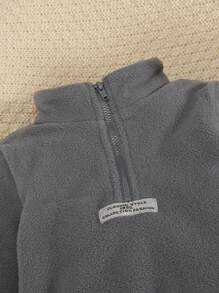 SHEIN Baby Boy Letter Patched Half Zip Thermal Sweatshirt & Sweatpants