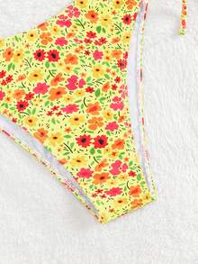 Floral Print Tie Side Bikini Bottom - Multicolor - View 5