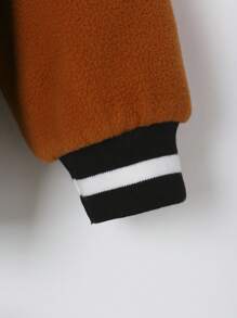 SHEIN Young Boy Bear Patched Bomber Jacket - Black - View 4