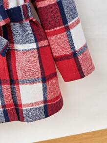 SHEIN Mantel Tween Girls Berikat Tombol Ganda Plaid Casual - MultiWarna - View 3