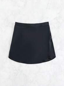 SHEIN Swim Summer Beach Solid Bikini Bottom With Phone Pocket - Black - View 6