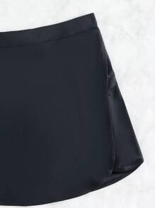 SHEIN Swim Summer Beach Solid Bikini Bottom With Phone Pocket - Black - View 8