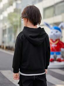 SHEIN Young Boy Car & Letter Graphic Drop Shoulder Sweatshirt - Black - View 2