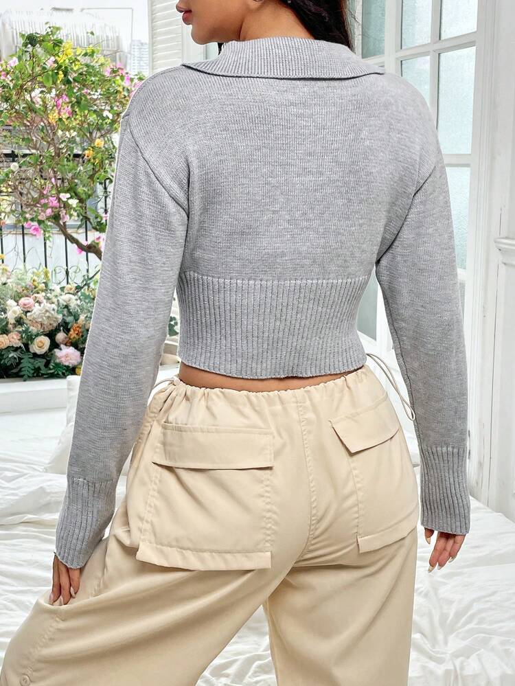 Solid Crop Knit Pullover Fall Winter Sweater