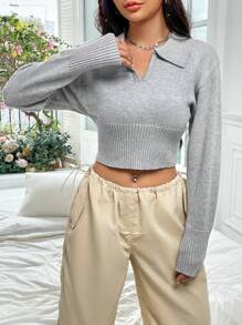 SHEIN Unity Solid Crop Jumper - Grey - View 6