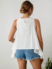 SHEIN Essnce Chất rắn Hem cao thấp Áo không tay - trắng - Xem 2