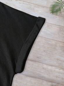 SHEIN LUNE Slogan Graphic Tee - Black - View 4