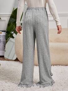 SHEIN Tween Girl Ruffle Hem Pants - Light Grey - View 2