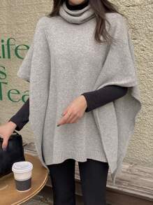 DAZY 素色蝙蝠袖套頭毛衣 - 灰色 - 查看 14