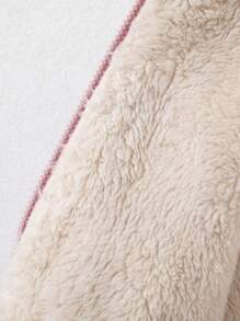 SHEIN 女嬰格紋印花拉鏈開襟連帽毛絨內襯外套 - 彩色 - 查看 3