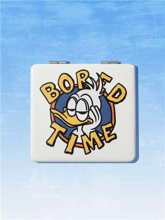 Renza 1pc Letter Cartoon Duck Graphic Foldable Portable Mirror