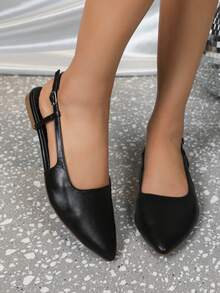 Women's Elegant & Simple & Comfortable & Fashionable Pointed Toe Flat Shoes In European And American Style - Black - View 2