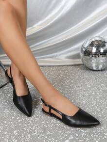 Women's Elegant & Simple & Comfortable & Fashionable Pointed Toe Flat Shoes In European And American Style - Black - View 5