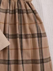 SHEIN 女大童格紋印花連衣裙&貼布細節襯衫 - 彩色 - 查看 5