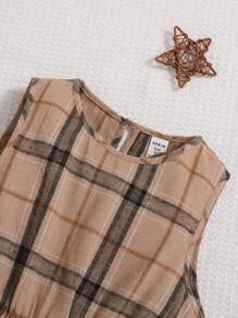 SHEIN 女大童格紋印花連衣裙&貼布細節襯衫 - 彩色 - 查看 7