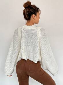 Flirla de manga murciélago Cárdigan crop & de space dye Top de punto