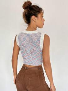 Flirla de manga murciélago Cárdigan crop & de space dye Top de punto