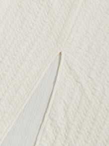 SHEIN VCAY Stereo Flower Tie Backless Split Thigh Halter Dress,White Graduation Dress - Beige - View 3