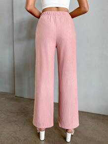 SHEIN Essnce Pantalones de pierna ancha de talle alto - Rosa - Ver 2