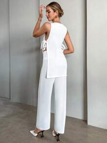 SHEIN Essnce Knot Side Split Hem Tank Top & Trousers