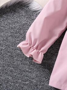 SHEIN 女小童荷葉邊荷葉袖前蝴蝶結誇大領口外套 - 粉色 - 查看 3