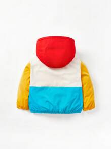 Cozy Pixies Infant Thick Hooded Color Block Fleece Jacket With Front Pockets And Long Sleeves - Multicolor - View 2