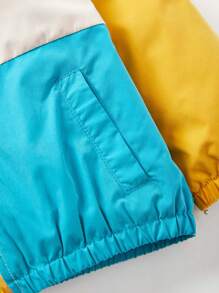 Cozy Pixies Infant Thick Hooded Color Block Fleece Jacket With Front Pockets And Long Sleeves - Multicolor - View 7