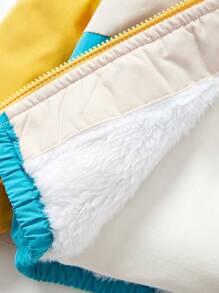 Cozy Pixies Infant Thick Hooded Color Block Fleece Jacket With Front Pockets And Long Sleeves - Multicolor - View 5