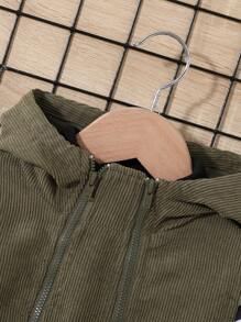 SHEIN Baby Boy Zip Up Hooded Vest Jacket & Letter Patched Pants Without Tee - Army Green - View 3