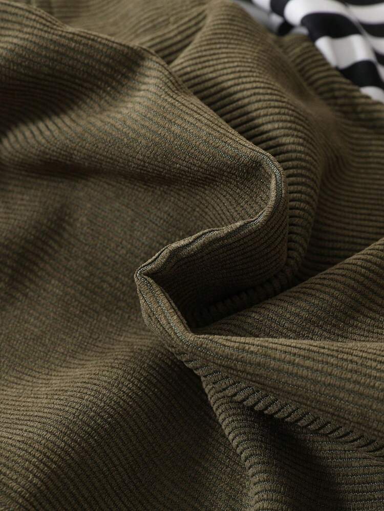 Baby Boy Zip Up Hooded Vest Jacket & Letter Patched Pants Without Tee