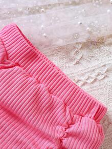 女嬰十字交叉挖肩短款上衣&褶邊半身裙 - 彩色 - 查看 8