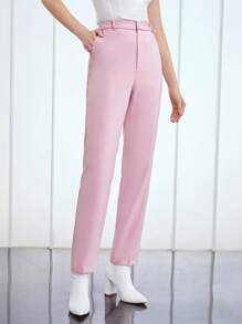 MOTF PREMIUM PINK SUIT PANTS WITHOUT BELT - Baby Pink - View 2