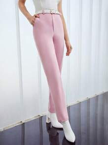 MOTF PREMIUM PINK SUIT PANTS WITHOUT BELT - Baby Pink - View 3