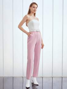 MOTF PREMIUM PINK SUIT PANTS WITHOUT BELT - Baby Pink - View 4