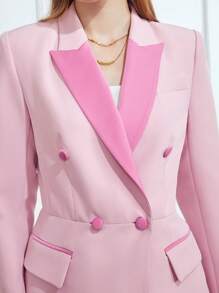 MOTF PREMIUM COLORBLOCK LAPEL BLAZER - Baby Pink - View 7