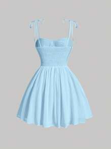 SHEIN MOD Solid Ruched Bust Milkmaid Cami Dress