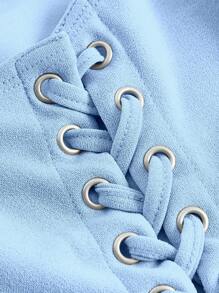 SHEIN MOD Ren Up Side Bandana Hem Rộng Dây đai Áo - Màu xanh nhạt - Xem 4