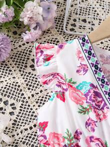 SHEIN 女小童印花荷葉邊連衣裙 - 彩色 - 查看 3