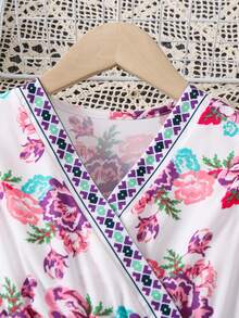 SHEIN 女小童印花荷葉邊連衣裙 - 彩色 - 查看 4