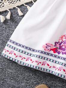 SHEIN 女小童印花荷葉邊連衣裙 - 彩色 - 查看 6