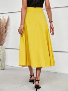 SHEIN Clasi Cartoon Graphic A-line Skirt - Yellow - View 2