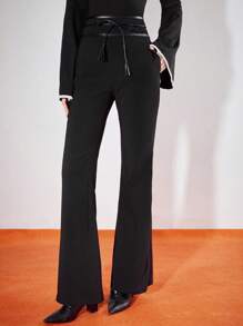 MOTF PREMIUM OBI WAIST BELTED DRESS PANTS - Black - View 4