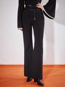 MOTF PREMIUM OBI WAIST BELTED DRESS PANTS - Black - View 6