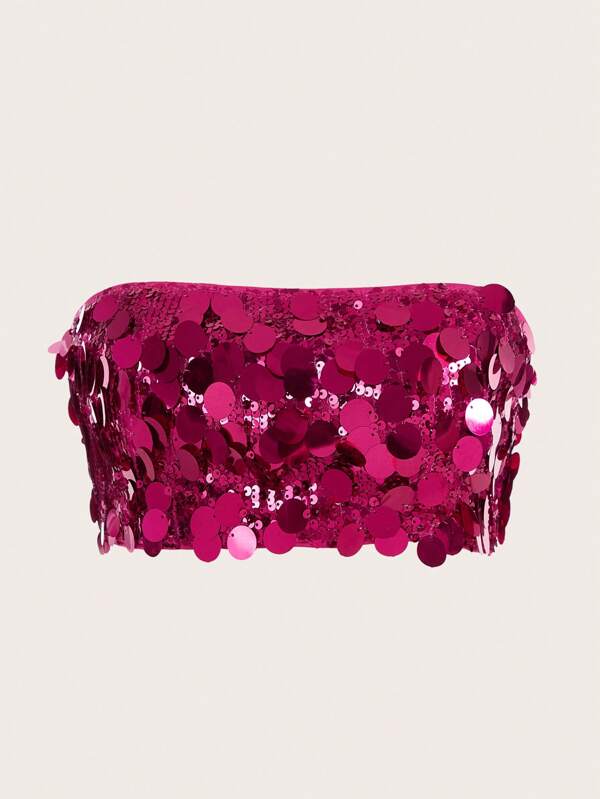 SHEIN ICON Topuri pentru ieșiri decor cu paiete Tub crop Top pentru ieșiri