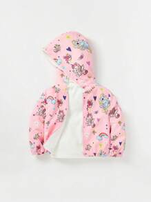 Cozy Pixies Baby Girls' Cartoon Animal Pattern Thickened Fleece Hooded Long Sleeve Jacket - Pink - View 3
