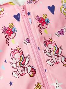 Cozy Pixies Baby Girls' Cartoon Animal Pattern Thickened Fleece Hooded Long Sleeve Jacket - Pink - View 5