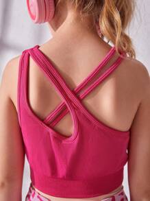 SHEIN Cô gái Tween In hoa Báo Sọc Set bộ đồ thể thao - Màu Hồng Tươi - Xem 5