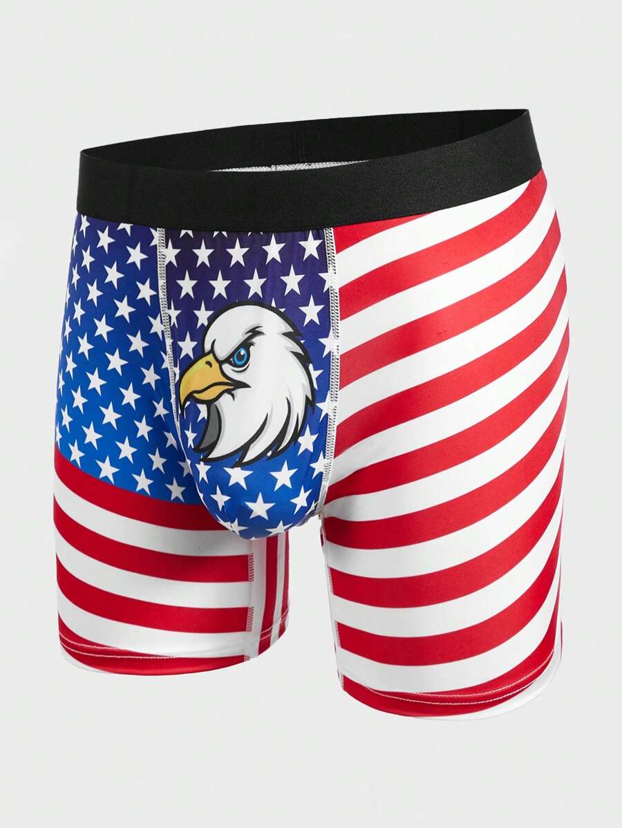Men American Flag Print Boxer Brief - Multicolor - View 1