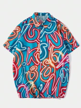 Street Life Guys Allover Print Button Up Shirt